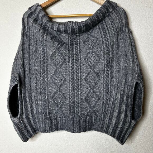 Prada Sweater Vest 50% Wool 50% Alpaca Gray Sz 42 US 6 Cable Knit Bolero Shrug - Picture 2 of 7